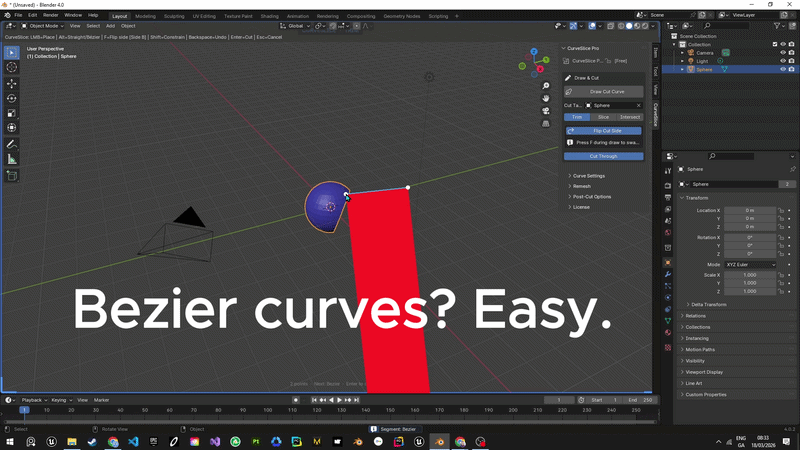 Bezier curve cutting